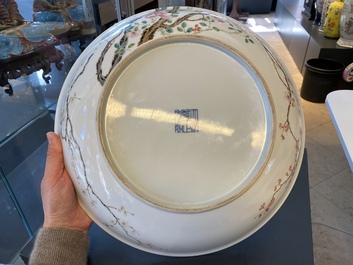 A Chinese famille rose 'prunus tree' dish, Yongzheng mark, Republic