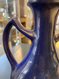 A Chinese monochrome blue ewer for the Islamic market, Ming