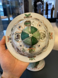 A Chinese famille verte 'Xi Xiang Ji' vase and cover, Kangxi