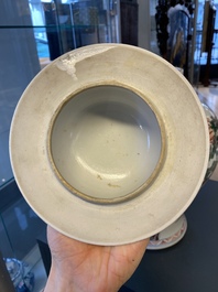 A Chinese famille verte 'Xi Xiang Ji' vase and cover, Kangxi