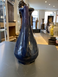 A Chinese monochrome blue ewer for the Islamic market, Ming