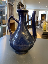 A Chinese monochrome blue ewer for the Islamic market, Ming