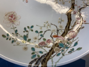 A Chinese famille rose 'prunus tree' dish, Yongzheng mark, Republic