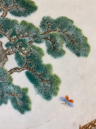 A Chinese famille rose '100 boys' plaque, 19th C.