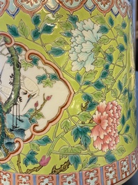 A large Chinese famille rose lime green-ground teapot for the Straits or Peranakan market, Guangxu mark and of the period