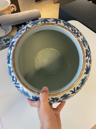 A Chinese blue and white 'peony scroll' vase, Kangxi