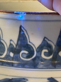 A Chinese blue and white 'peony scroll' vase, Kangxi