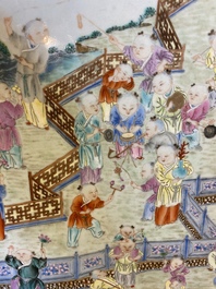 A Chinese famille rose '100 boys' plaque, 19th C.