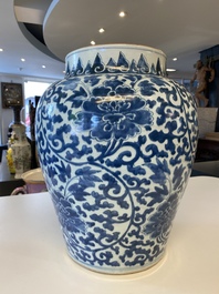 A Chinese blue and white 'peony scroll' vase, Kangxi