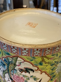 A large Chinese famille rose lime green-ground teapot for the Straits or Peranakan market, Guangxu mark and of the period