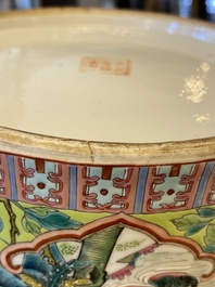 A large Chinese famille rose lime green-ground teapot for the Straits or Peranakan market, Guangxu mark and of the period