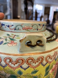 A large Chinese famille rose lime green-ground teapot for the Straits or Peranakan market, Guangxu mark and of the period