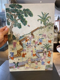 A Chinese famille rose '100 boys' plaque, 19th C.