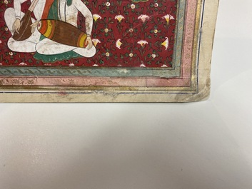 Indian school miniature: 'Audience with Maharaja Ranjit Singh', opaque pigments heightened with gold on paper, 19th C.
