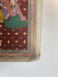 Indian school miniature: 'Audience with Maharaja Ranjit Singh', opaque pigments heightened with gold on paper, 19th C.