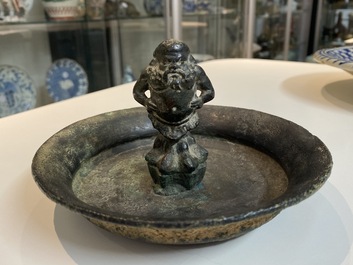 Een Romeinse bronzen 'sater' kom, wellicht 3/6e eeuw