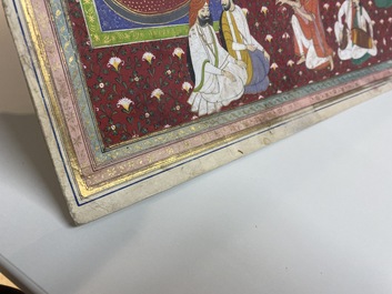 Indian school miniature: 'Audience with Maharaja Ranjit Singh', opaque pigments heightened with gold on paper, 19th C.