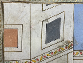 Indian school miniature: 'Audience with Maharaja Ranjit Singh', opaque pigments heightened with gold on paper, 19th C.