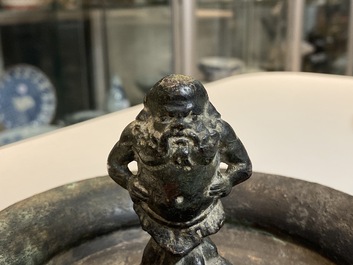 Een Romeinse bronzen 'sater' kom, wellicht 3/6e eeuw