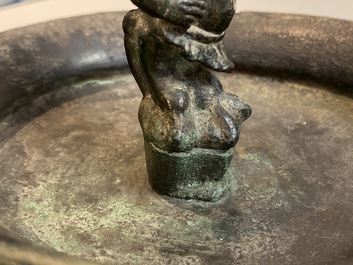 Een Romeinse bronzen 'sater' kom, wellicht 3/6e eeuw