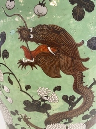 A large Chinese 'Dayazhai' green-ground vase and cover, 19th C.