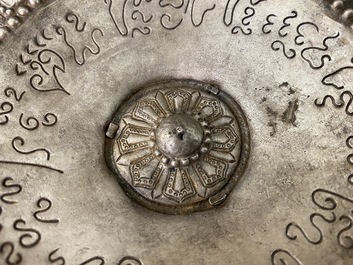 An inscribed Vietnamese silver offering tazza, Champa reign, 13/14th C.