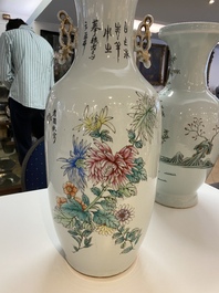 Twee Chinese famille rose vazen, 19e eeuw