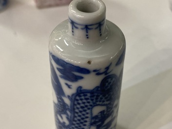 Eleven Chinese mostly blue and white snuff bottles, 19/20th C.