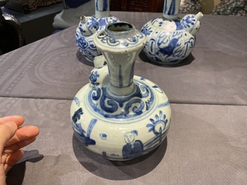 Three Chinese blue and white kendi, Wanli