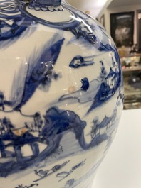 A Chinese blue and white 'mountainous landscapes' vase, Wanli