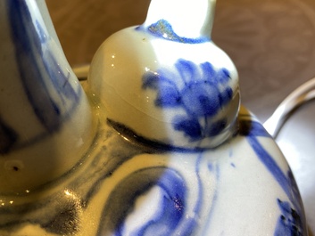 Three Chinese blue and white kendi, Wanli