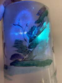 A Chinese famille verte brush pot, Kangxi