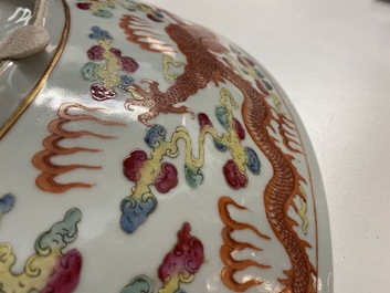 A massive Chinese famille rose 'dragon' dish, Yongzheng mark, Guangxu
