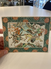 A pair of Chinese famille verte plaques, 19th C.
