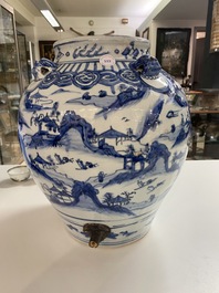 A Chinese blue and white 'mountainous landscapes' vase, Wanli
