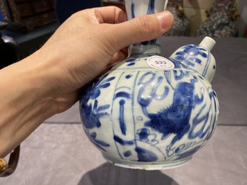Three Chinese blue and white kendi, Wanli