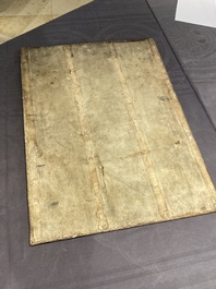 A large Chinese blue and white 'Buddhist lions' plaque, 19th C.