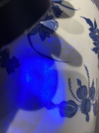 A Chinese blue and white 'Hatcher cargo' bottle vase, Transitional period