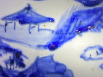 A Chinese blue and white 'mountainous landscapes' vase, Wanli