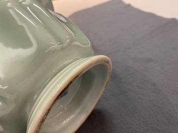 A Chinese monochrome celadon 'zhadou' spittoon, Yongzheng mark, Republic