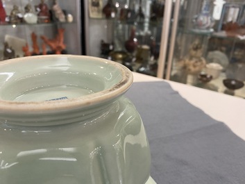 A Chinese monochrome celadon 'zhadou' spittoon, Yongzheng mark, Republic