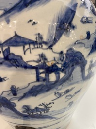 A Chinese blue and white 'mountainous landscapes' vase, Wanli