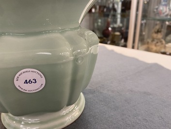 A Chinese monochrome celadon 'zhadou' spittoon, Yongzheng mark, Republic