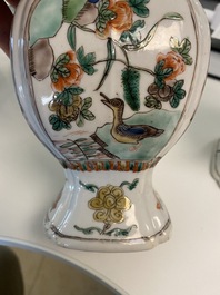 A Chinese famille verte four-piece 'mythical animals' garniture, Kangxi