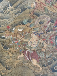 Chinese school: 'De 33-koppige Avalokitesvara', inkt en kleur op zijde, Qing