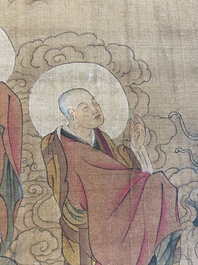 Chinese school: 'De 33-koppige Avalokitesvara', inkt en kleur op zijde, Qing