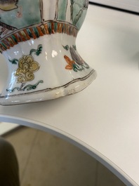A Chinese famille verte four-piece 'mythical animals' garniture, Kangxi