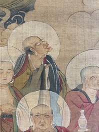 Chinese school: 'De 33-koppige Avalokitesvara', inkt en kleur op zijde, Qing