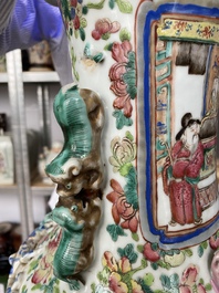 A Chinese famille rose vase with narrative design, 19th C.