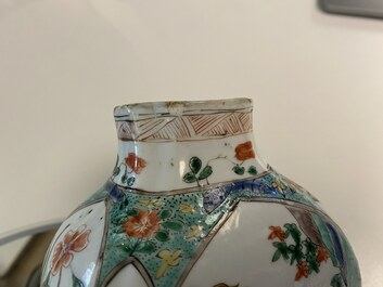 A Chinese famille verte four-piece 'mythical animals' garniture, Kangxi